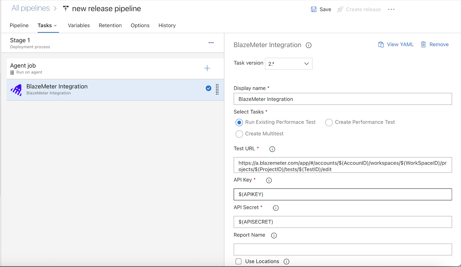 BlazeMeter Integration Parameter
