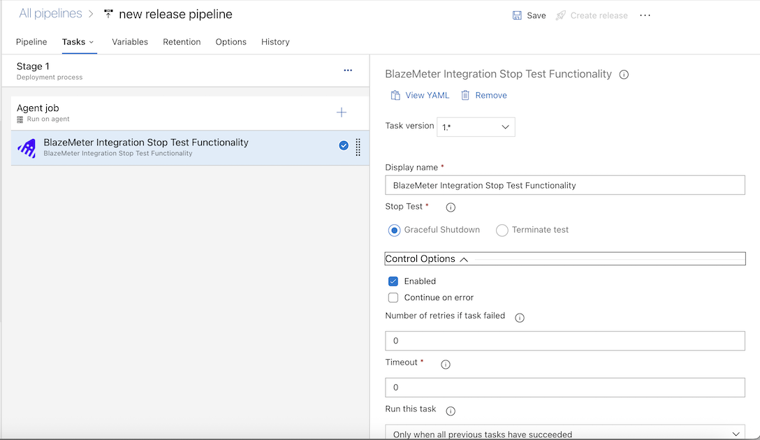 BlazeMeter Integration Stop Test Functionality